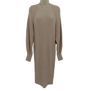 Express Womens Extra Small XS Beige Crewneck Long Sleeve Knit Sweater Dress